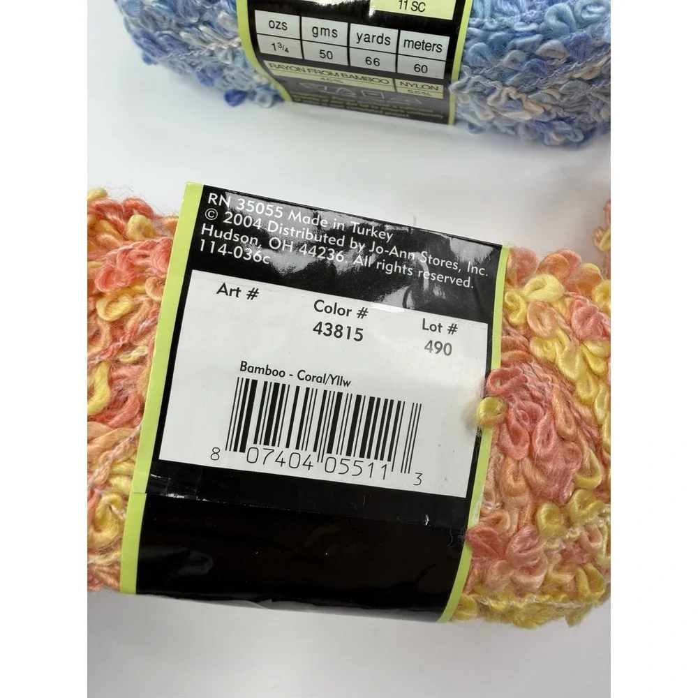 Lot of 9 Sensations BAMBOO Bouclé Yarn - Coral/Yellow Joanns Blue Green Pink